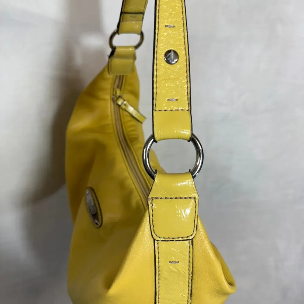 Nine & Co Yellow Handbag‎ Shoulder Bag Purse Faux Leather Retro Y2K Babydoll - Picture 3 of 12